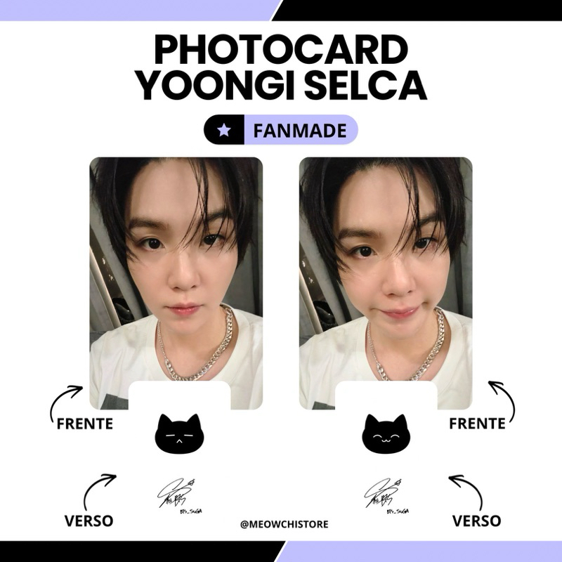 Photocard BTS Yoongi Selca Gatinho Fanmade Kpop Army