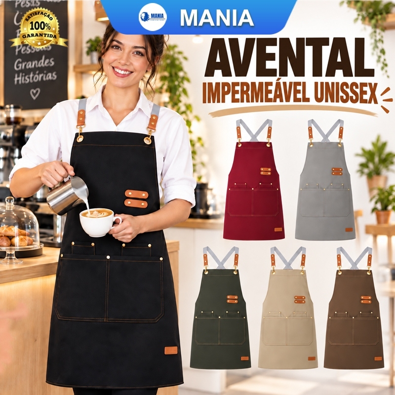Avental de cozinha resistente à água para homens e mulheres ajustável