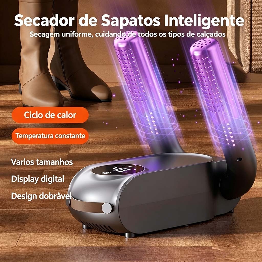 Secador Elétrico de Sapatos Portátil Dobrável para Tênis e Botas Removedor de Umidade e Mau Cheiro 110V/220V