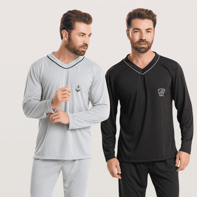 KIT 2 Pijamas Longo De Frio Masculino Adulto
