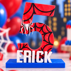 Vela de Aniversário Homem Aranha Personalizada com Nome e Idade Topo de Bolo Impressão 3D Aniversário Infantil
