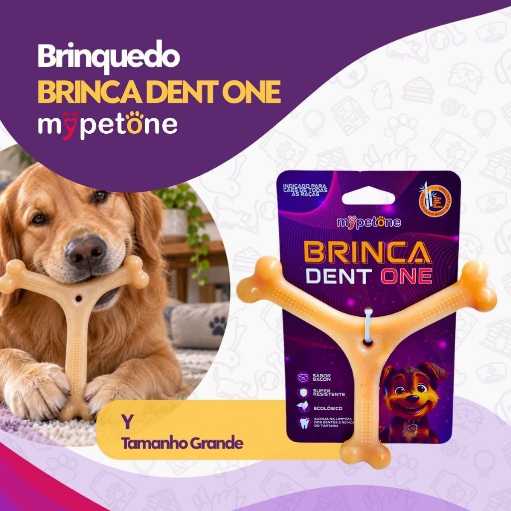 Osso Bamboo Formato Y Brinca Dent One Sabor Bacon - Tam. G
