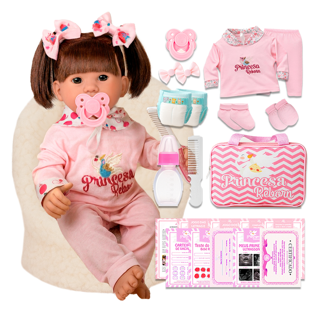 Bebe Reborn Boneca 100% Silicone Realista + Itens Completa