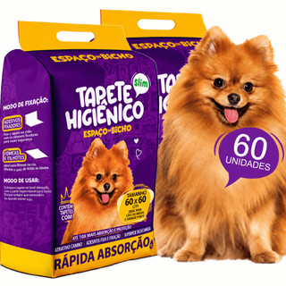 Kit 2un Tapete para Cachorro Higiênico Espaço De Bicho  Pet 60x60cm 60 Unidades