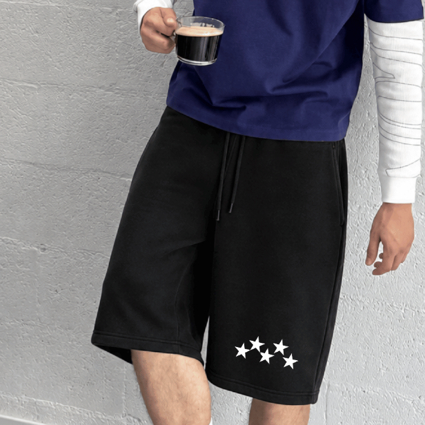 Bermuda Masculina Baggy Moletom Com Estampa Tendência Streetwear Oversized Larga Cós Elástico Algodão Casual Verão Top