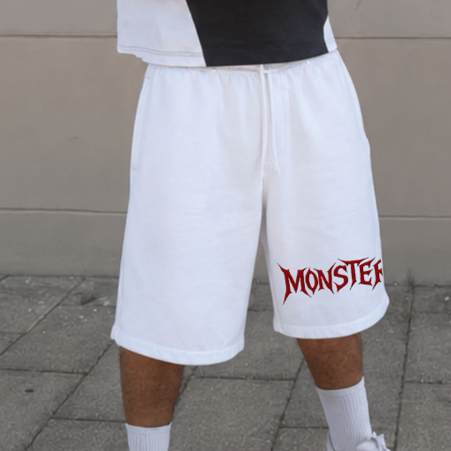 Short Baggy Moletom Masculino Estampado Estilo Urbano Oversized Larga Cós Elástico Algodão Casual Masculina Streetwear