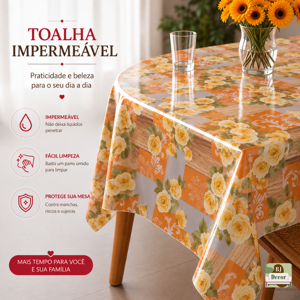 Toalha de Mesa Plástica Impermeável Estampada – 4 e 6 Cadeiras