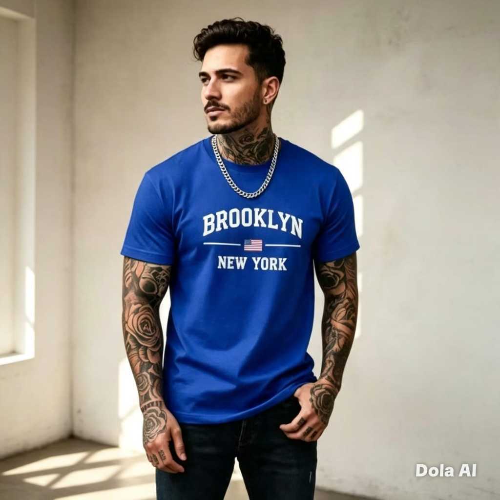 Camisa Camiseta Masculina BROOKLYN New York Confortável Estilosa 100% Algodão fio 30.1 Premium várias cores