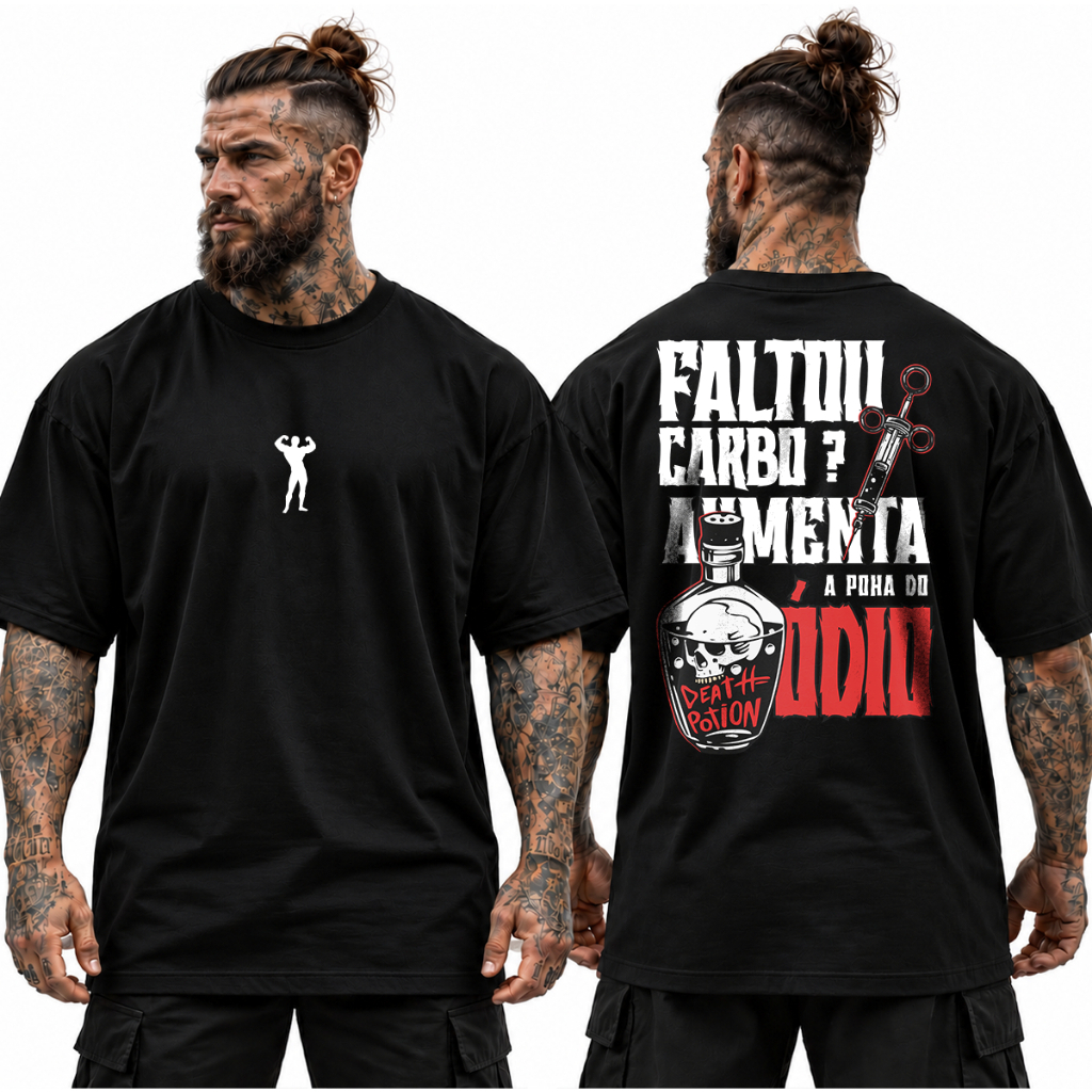Camiseta Academia Oversized Faltou Carbo Camisa 100% Algodão Estilo Conforto Streetwear Treino