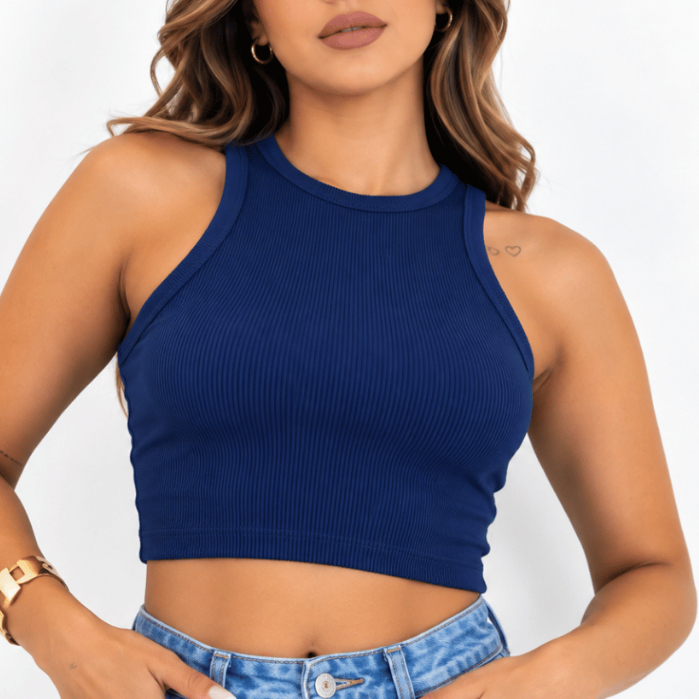 Cropped Regata Feminino Canelado Tamanho Único 36 ao 42 Blusinha Básica Justinha Academia Fitness