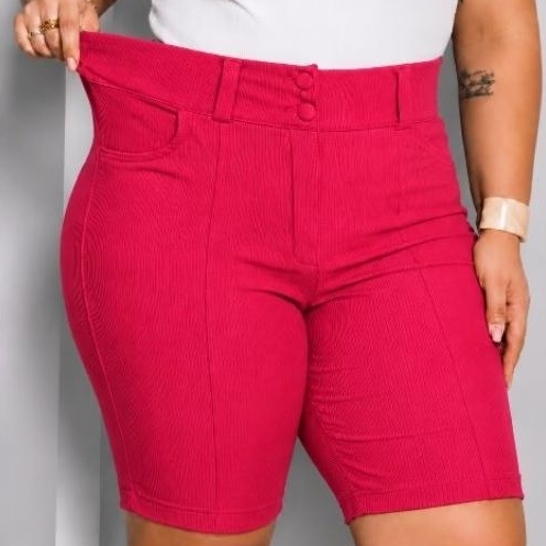 Bemuda Social Bengaline Cintura Alta Plus Size Feminino
