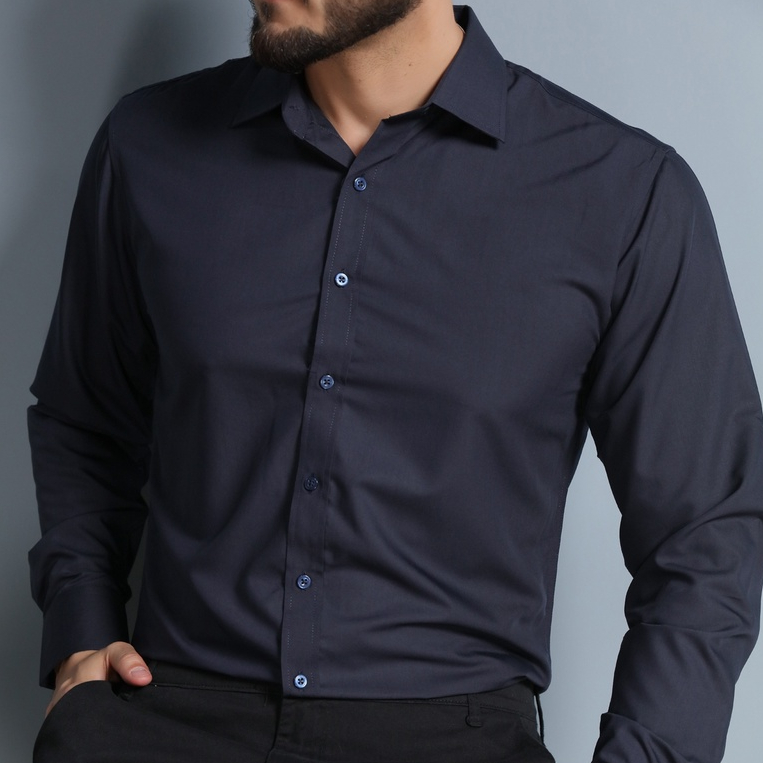 Camisa Social De Botao Masculina Manga Longa Tecido MicroFibra Silm Fit