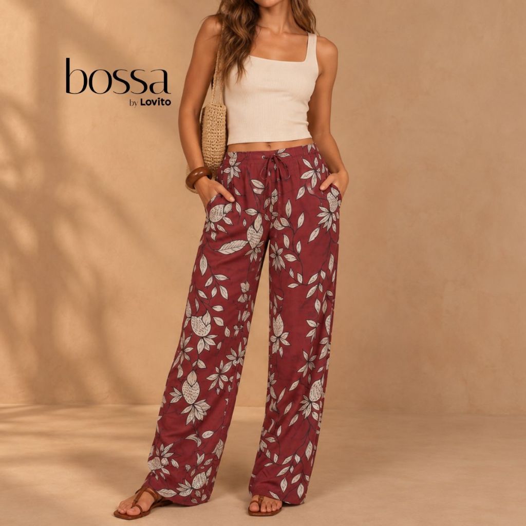Lovito Bossa Calça Feminina Reta Estampada PTB1057BRL1087