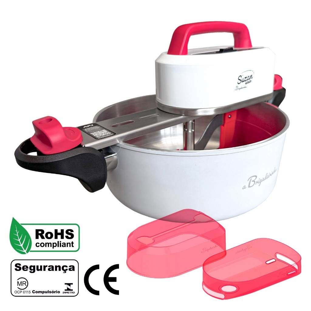 Panela para Mexer Doces Suzan Home Alumínio Branca 28cm + Capa Superior e Inferior