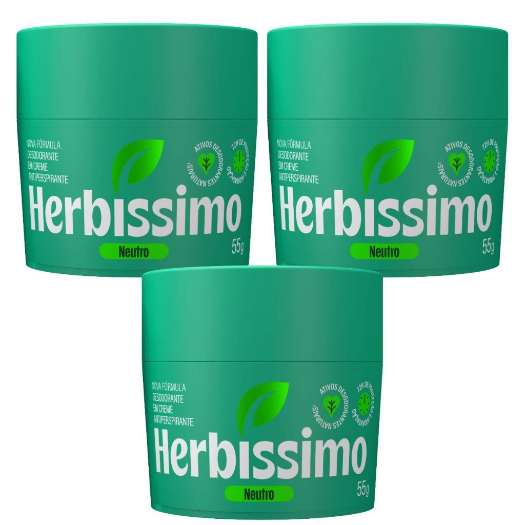 Kit 3 Desodorante Creme Neutro Herbíssimo 55G - Dana