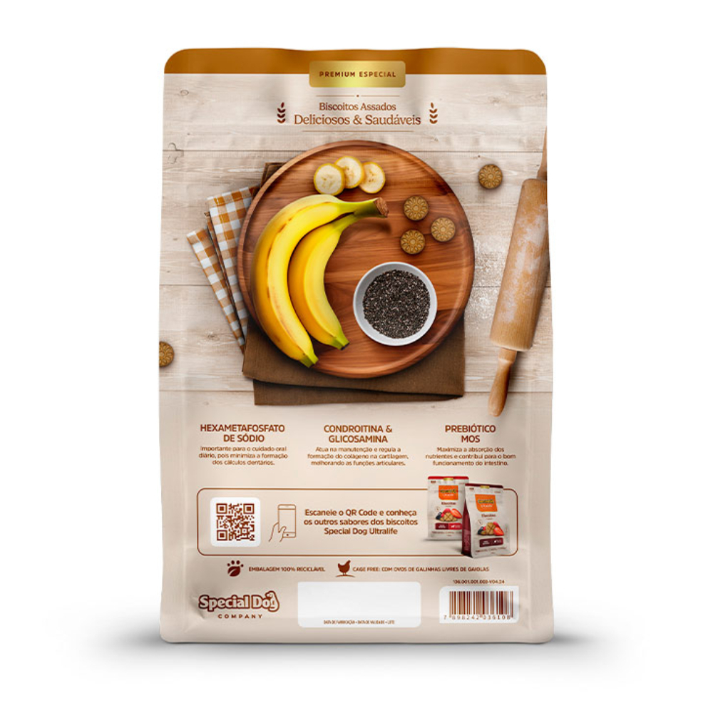 Biscoito Special Dog Ultralife Cães Adultos Sabor Banana e Chia 250g — imagem 2 de 2