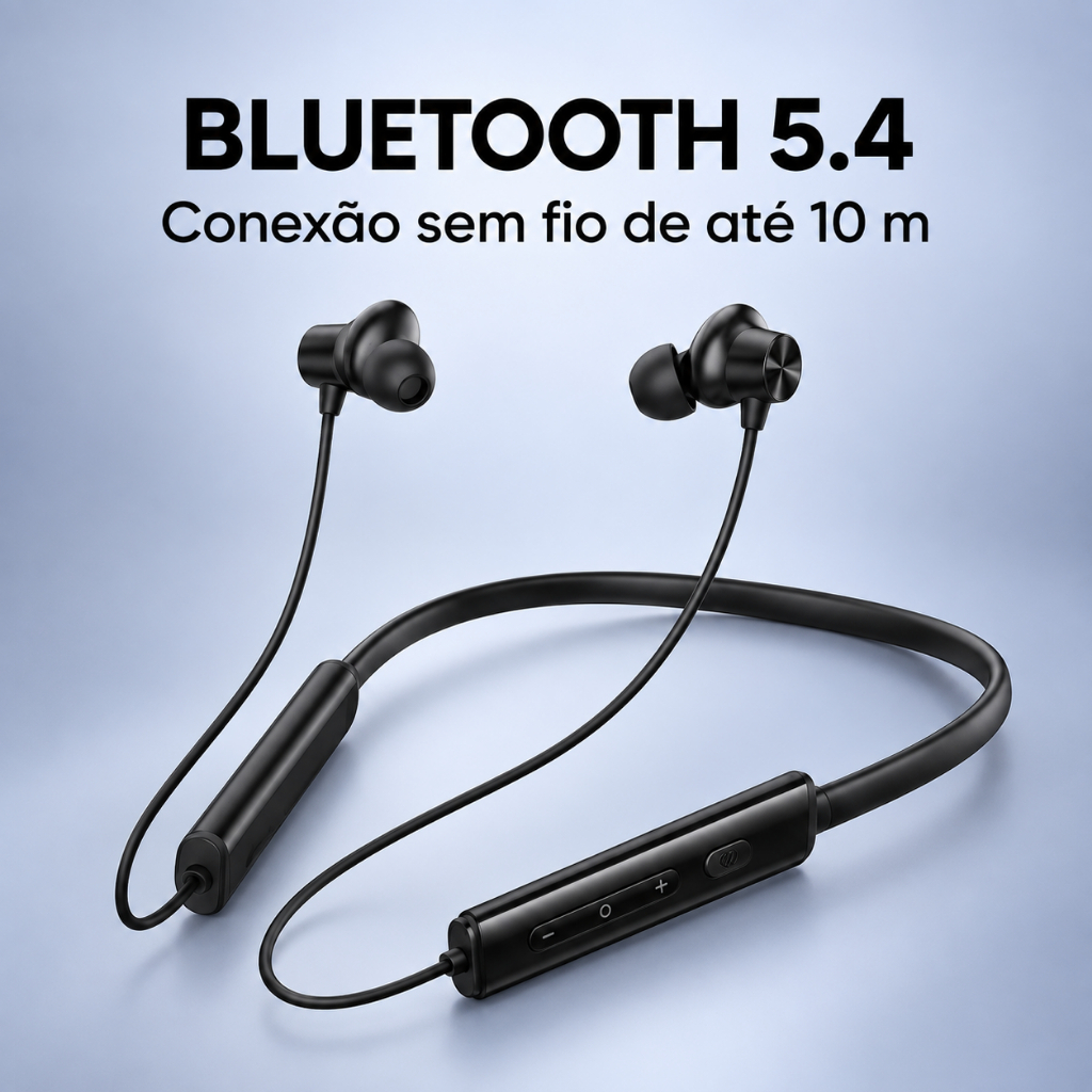 Fone Bluetooth Esportivo Aitek AHS B1001 Neckband Sem Fio Com Microfone Bluetooth 5.4 Magnético — imagem 2 de 2
