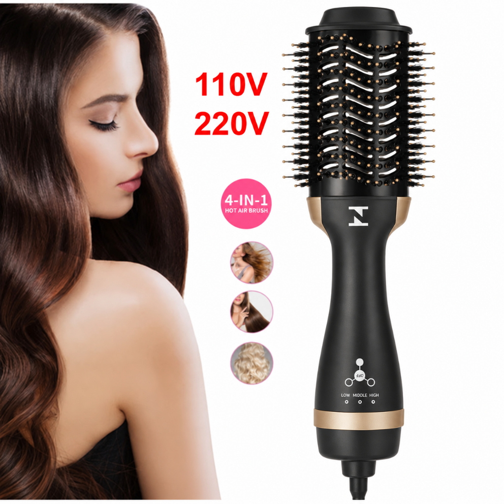 Escova Secadora 3 em 1 Profissional 1500W | Secagem Rápida, Alisa e Modela os Cabelos
