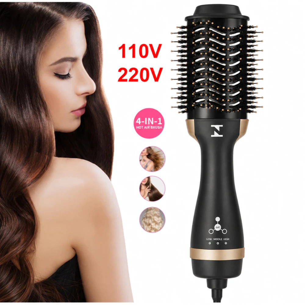 Escova Secadora 3 em 1 Profissional 1500W | Secagem Rápida, Alisa e Modela os Cabelos
