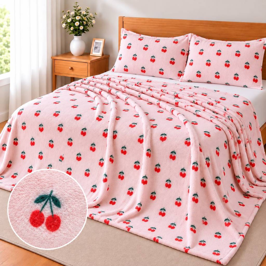 Colcha Cobre Leito Queen 3 Peças Flanel Aveludada 2,20x2,40 Toque Macio Antialérgica com Fronhas
