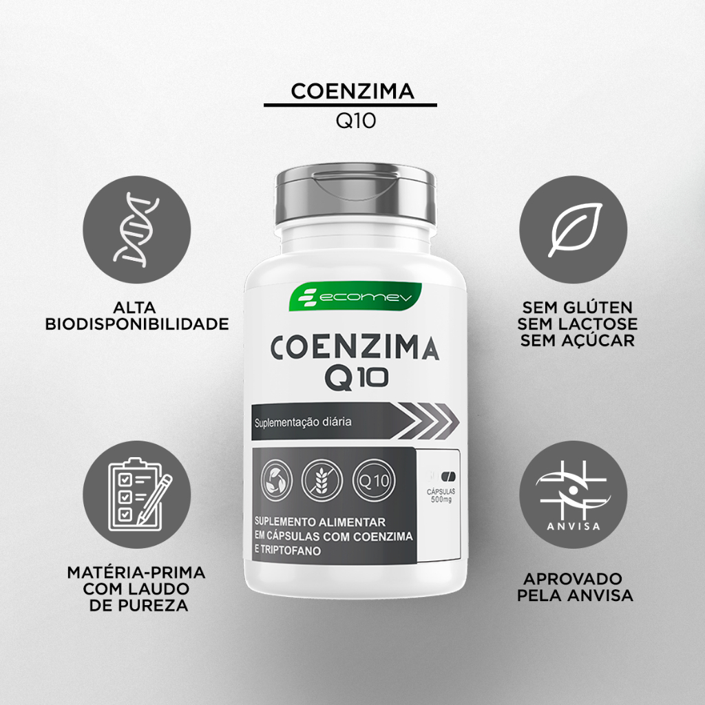 Coenzima Q10 Ubiquinol Máxima Absorção 500mg 60 Cápsulas Ecomev — imagem 2 de 2