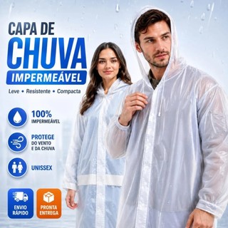 Capa Chuva Com Gabardina Grossa Comprida transparente Qualidade Reforçada Reutilizável Envio Rápido