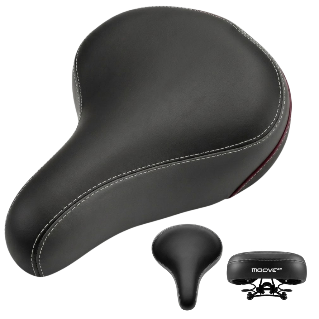 Selim Banco Retro de Bicicleta Largo com 2 molas Confortável Beach Ceci Cruiser Monark Preto com Cinza Moove