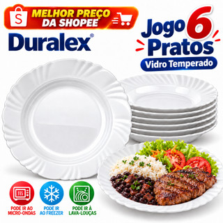 Kit Jogo de 6 Prato Fundo Nadir Duralex Vidro Pétala Branco Opaline