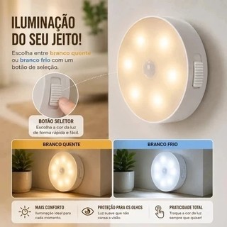 Kit 5 Lâmpadas Led Inteligente Sem Fio Sensor Recarregável