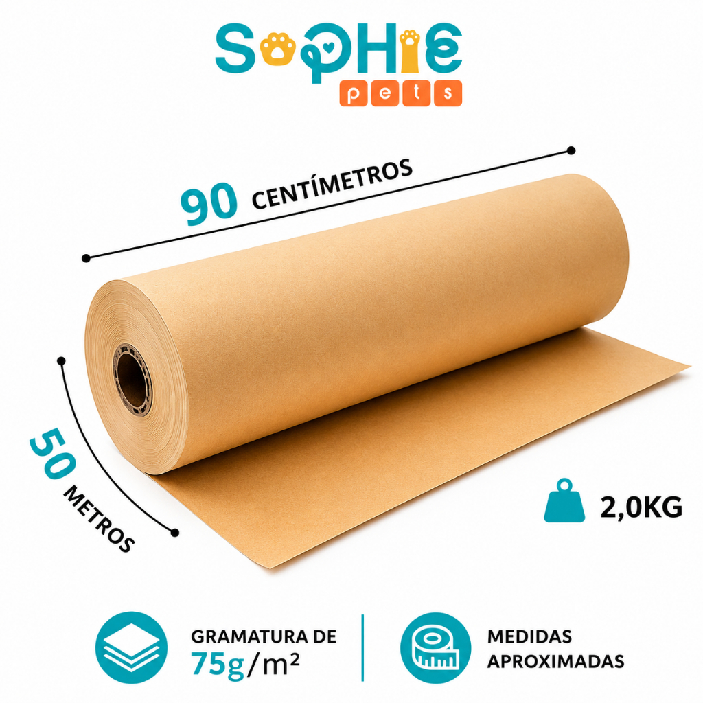 Papel Bobina Rolo Semi Kraft Pardo Embalagem 90cmx50m 60cmx50m