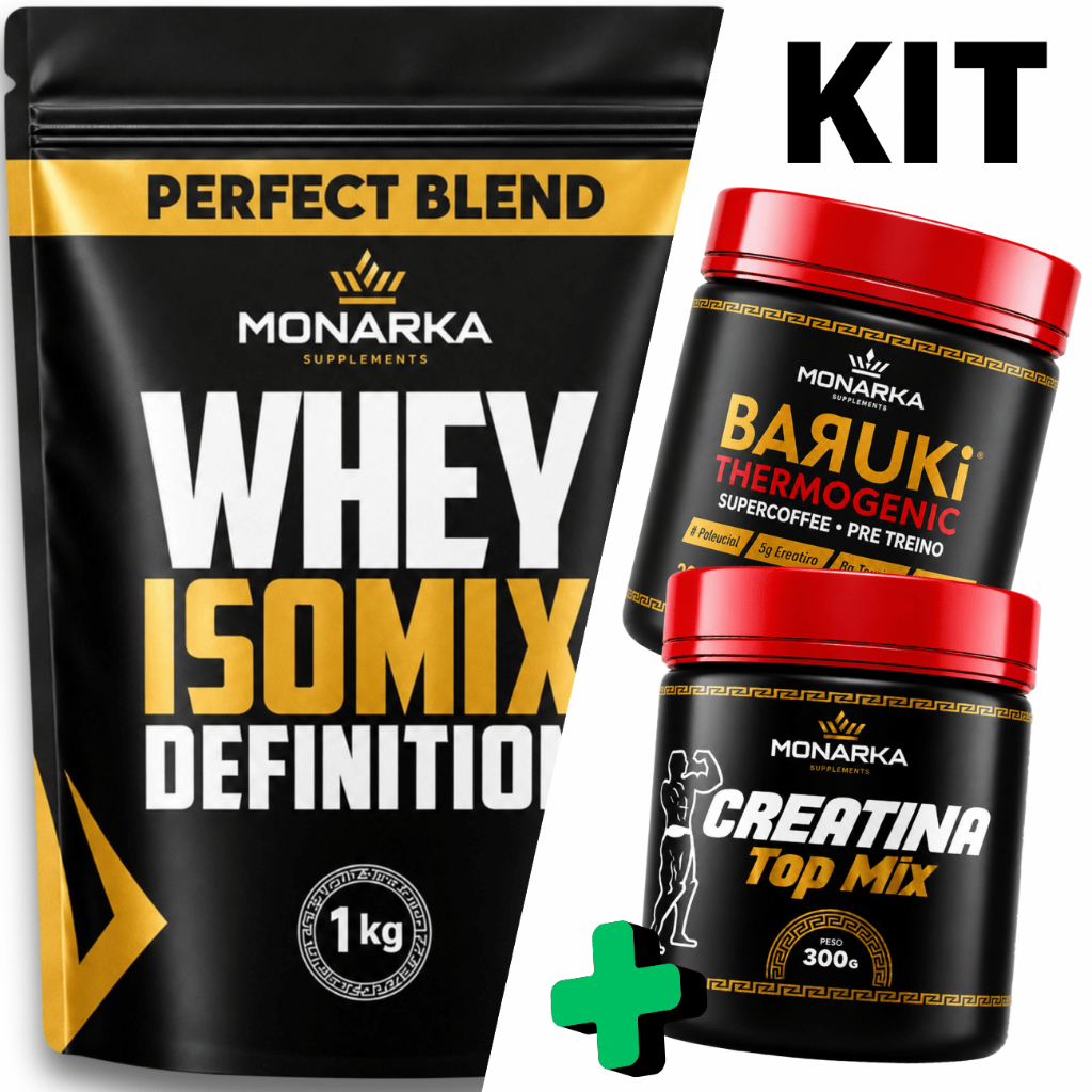 Whey Protein Isolado Concentrado 1kg + Creatina Monohidratada 300g + Pré-Treino Termogênico 200g