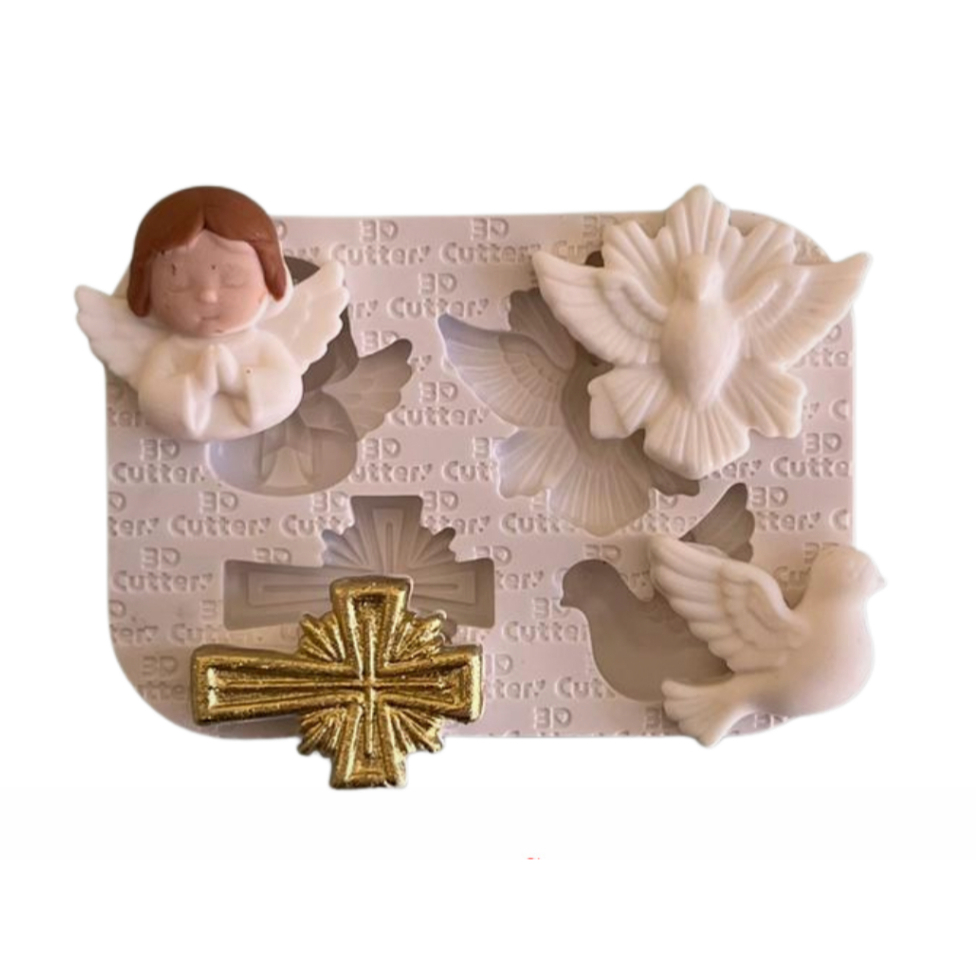 Molde de Silicone - Batizado 2 - para Enfeites e Apliques de Artesanato