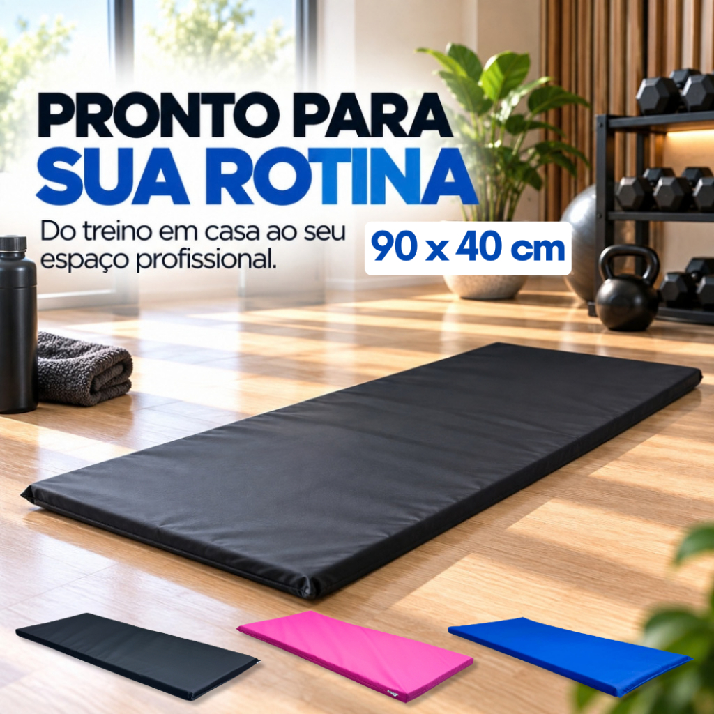 Colchonete para Academia 90x40 cm Espuma D23 Fit Mat Yoga e Pilates Exercícios Impermeável Utiliz