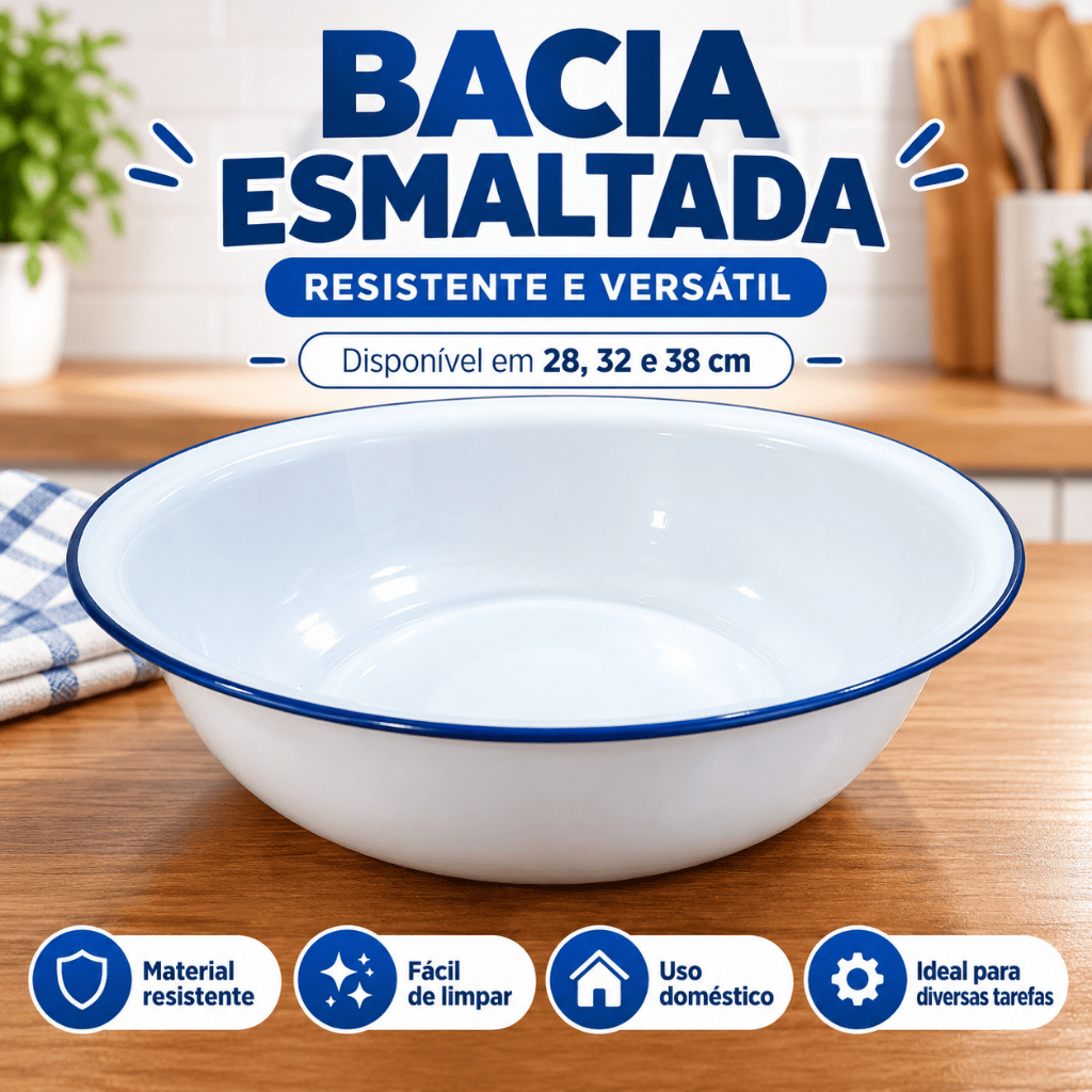Bacia Esmaltada Branca Agata Rustica Cozinha Decoracao Vintage Lavavel Grande 28cm,32cm,38cm
