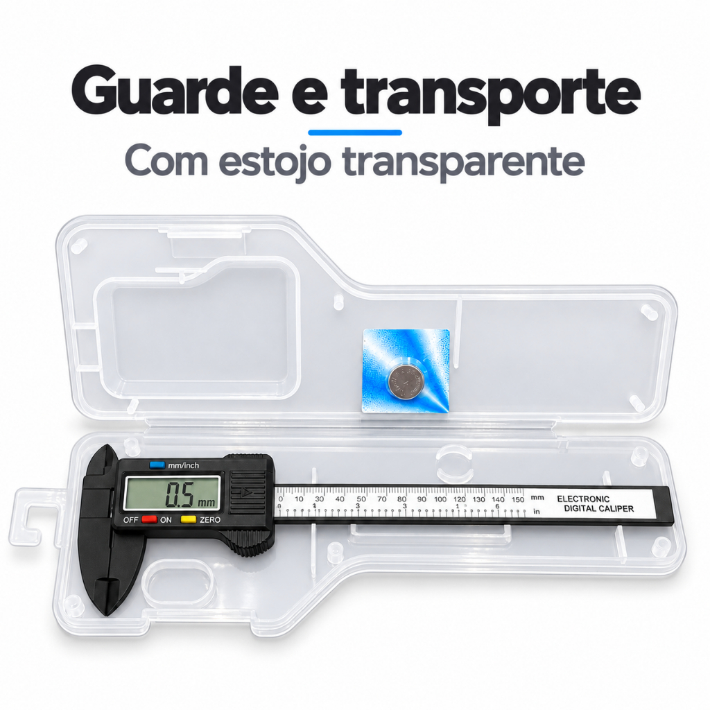 Paquímetro Digital 150mm Display LCD Com Estojo 2 Baterias mm/Polegadas