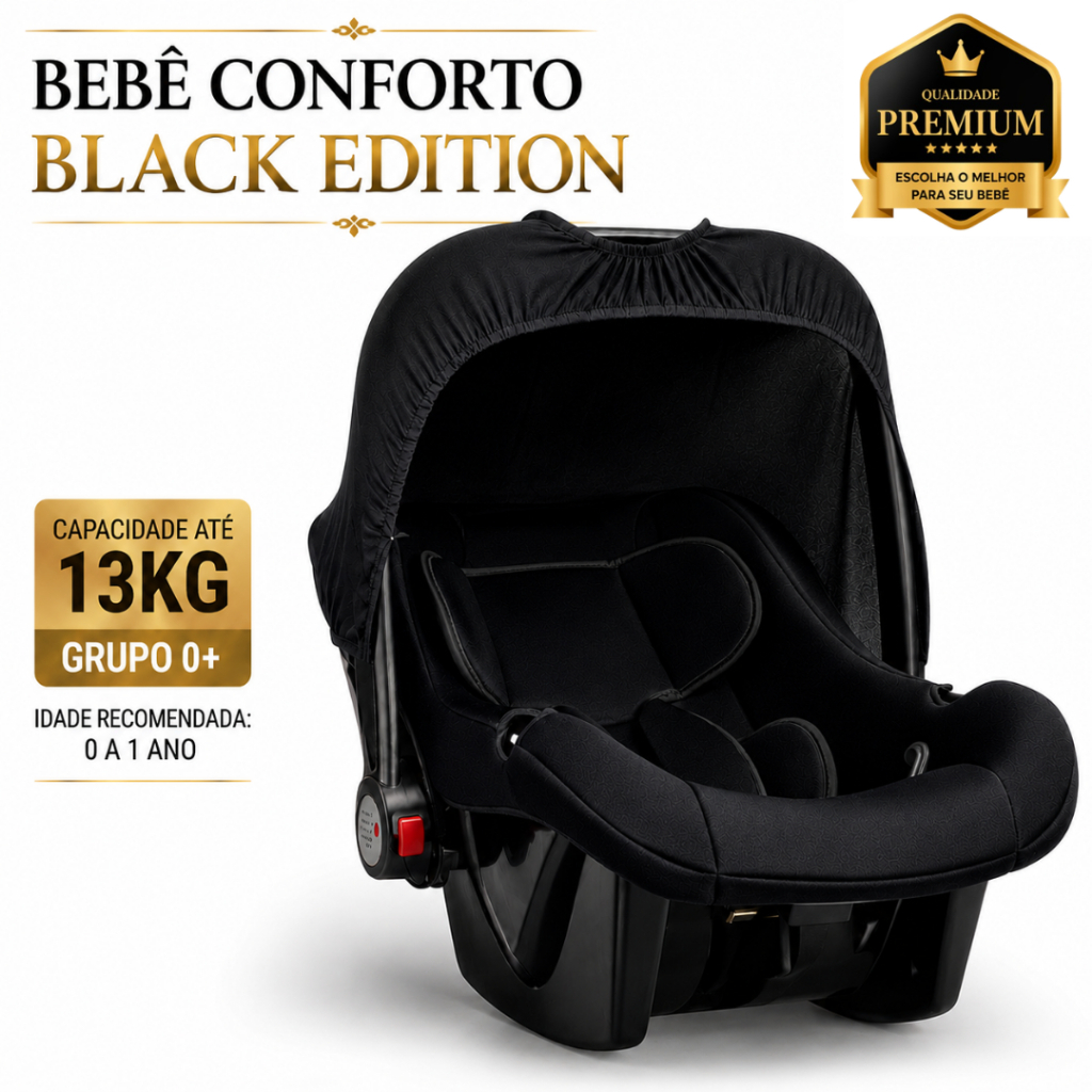 Bebê Conforto Assento para Bebê Recém-Nascido para Carro 0 a 13kg Bebê Maxi Baby Comfort Black Preto