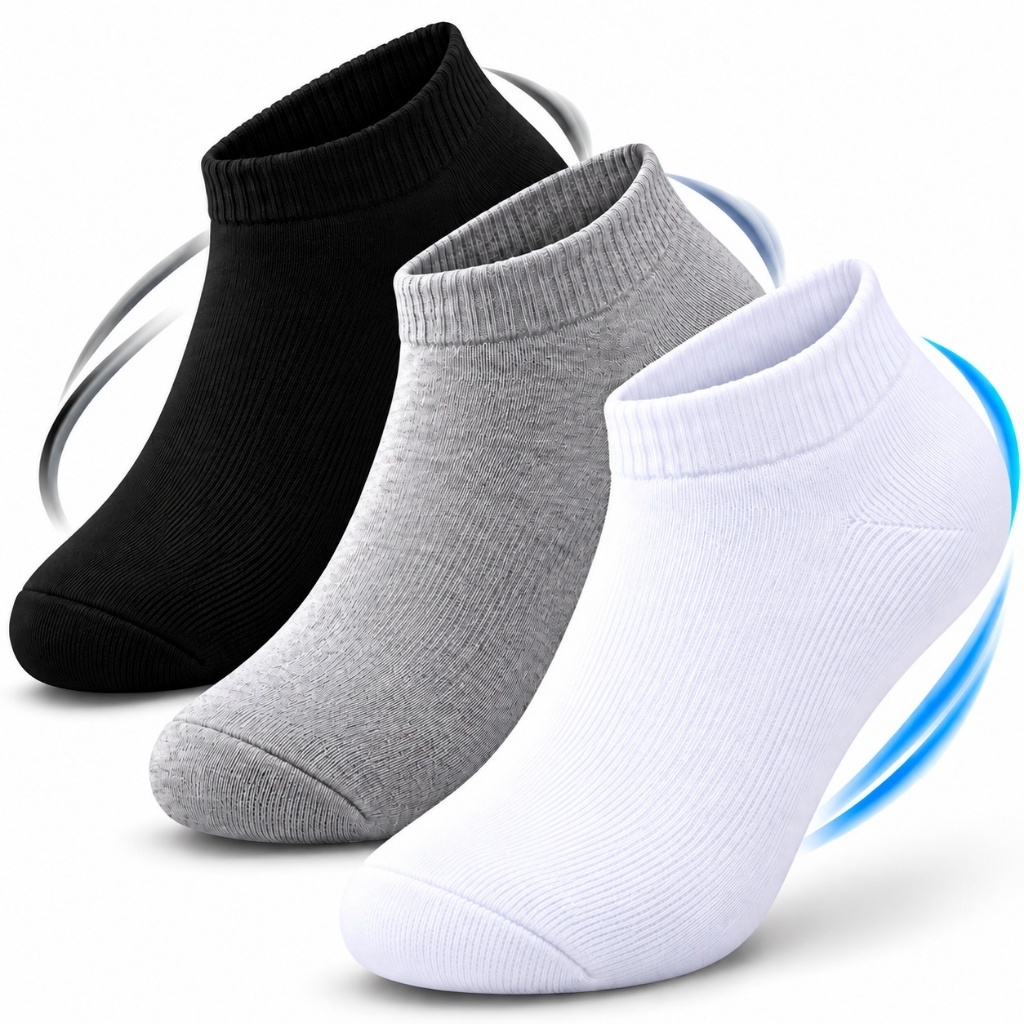 Meia Soquete Cano Baixo Unissex Masculina Feminina Esportiva Confortável Para Tênis Academia Corrida Casual 3 Pares