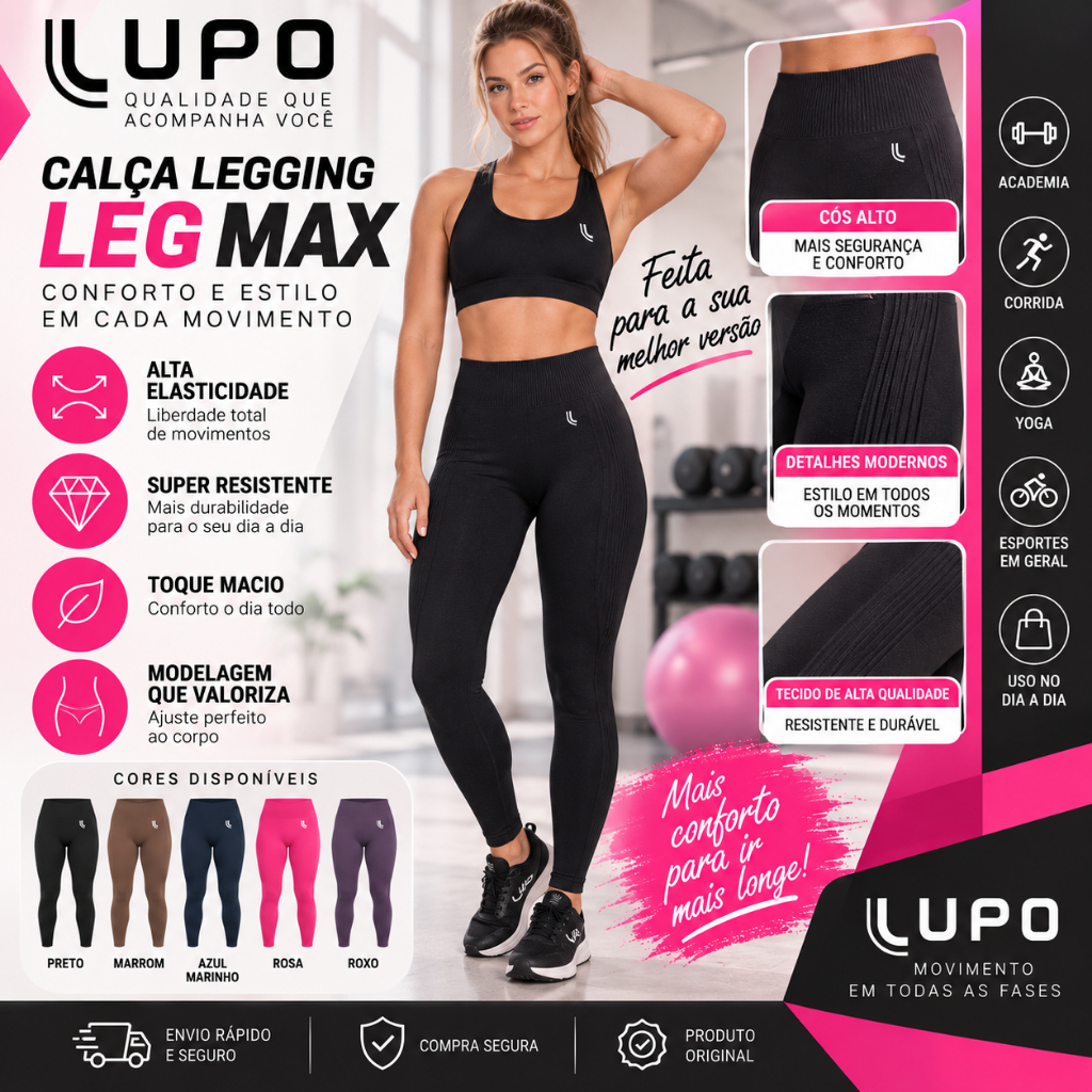 Calça Leg Legging Max Lupo Sport Tecnologia Sem Costura Seamless Original
