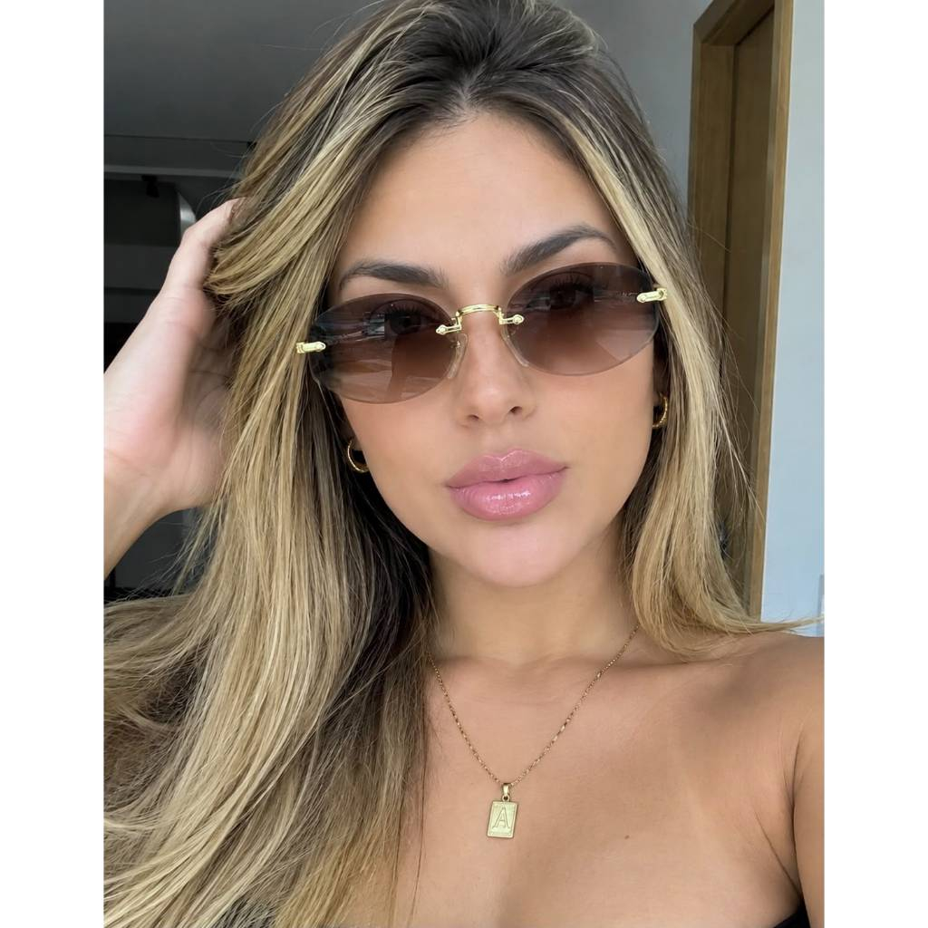 Óculos de Sol Oval Feminino Linha Premium Moderno Várias Cores