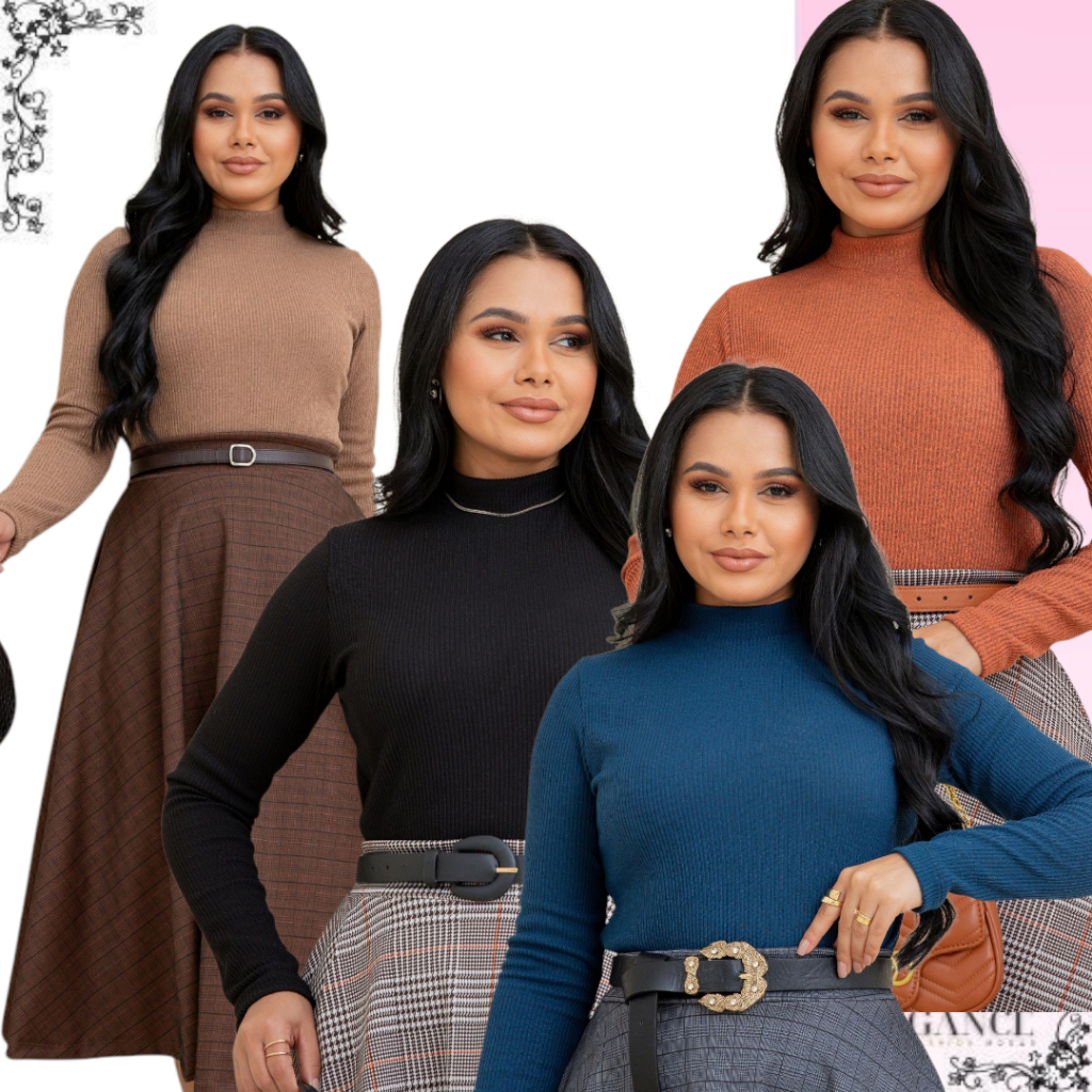 Blusa Feminina Cacharrel lanzinha canelado manga longa confortavel leve elegante
