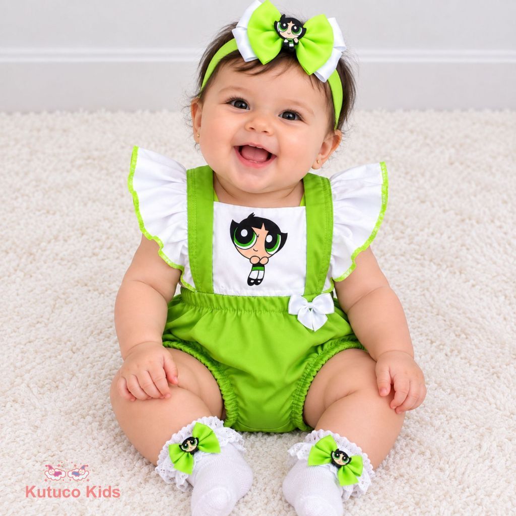 Kit Romper Bebe Temático Poderosa Docinho - Lindinha - Florzinha  menina Lookinho Bloguerinha