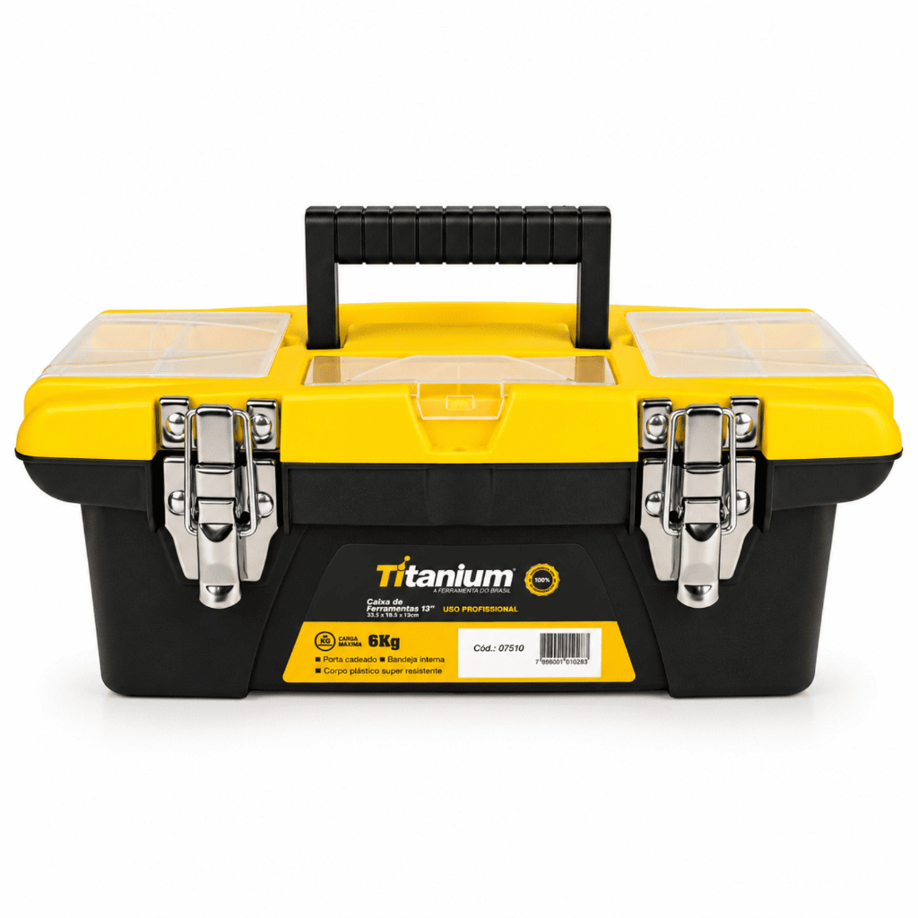 Caixa de Ferramentas Organizadora 13” Plástico ABS 6kg Titanium Platina