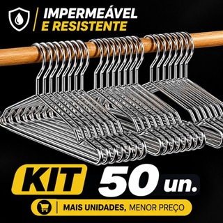 40/50 Cabides para Roupas em Aço Inoxidável Reforçado Antiferrugem Resistentes Alta Qualidade para Organização