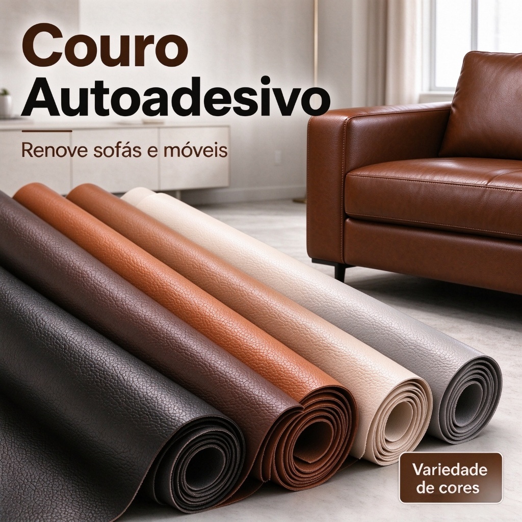Couro Auto Adesivo para Reparo e Revestimento Sofá Bolsa cadeira moveis 70*400cm