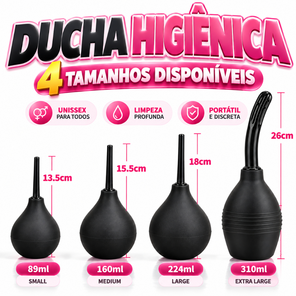 Ducha Higiênica Íntima Chuca Anal Ginecológica Silicone 89ml 160ml 224ml 310ml