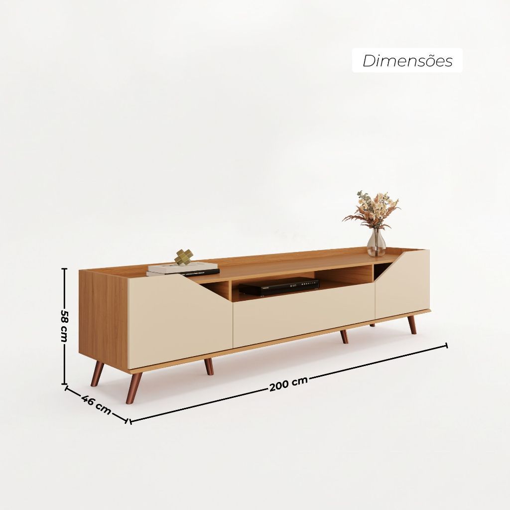 Rack Nice 100% MDF 3 Porta e Pés Estilo Retrô para TV até 65 · foto 2