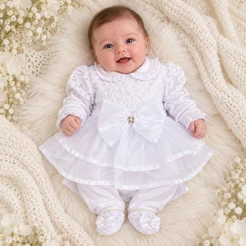 Macacão bebê menina com vestido Mariana
