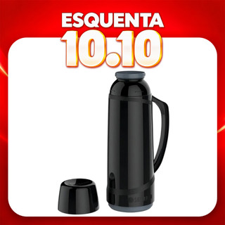 Garrafa Térmica 1L Soprano Cristal Preta Bebidas Quentes e Frias Café Chimarrão Alta Cons…