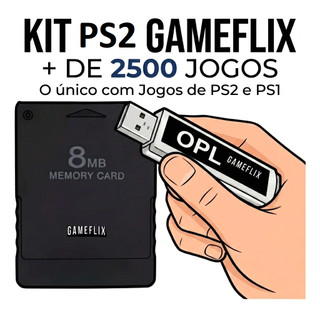 Kit OPL Memory Card + Pendrive 64gb GAMEFLIX | Compatível com PS2 Fat e Slim