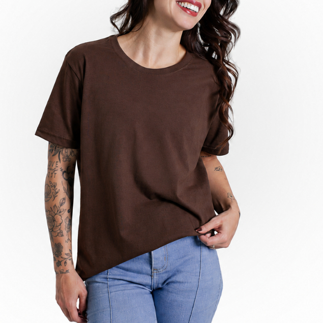 Camiseta Básica Unissex 100% Algodão Premium Fio 30.1 Tecido Macio e Confortável Gola Redonda Canelada